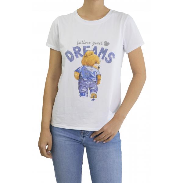t shirt con orsacchiotto "follow your dreams" 